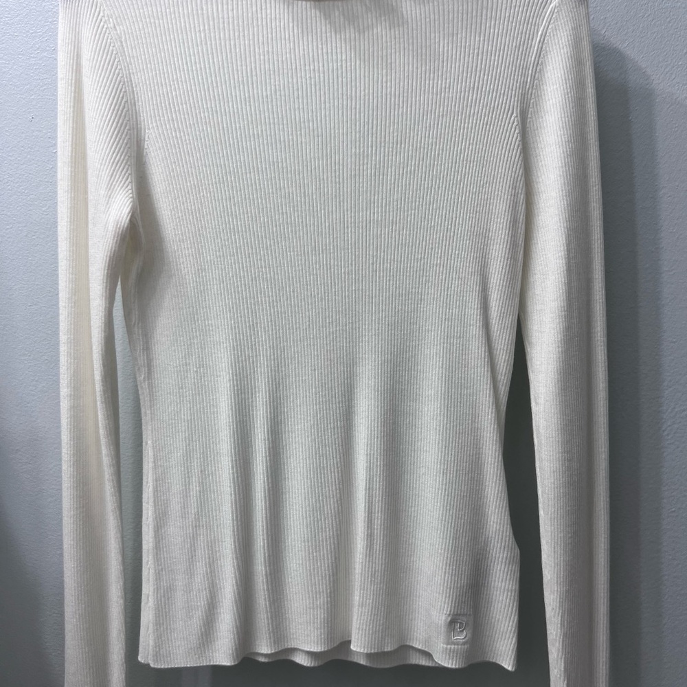 Ted Baker Cream/White Ribbed Top with Lace Trim Cashmere Blend